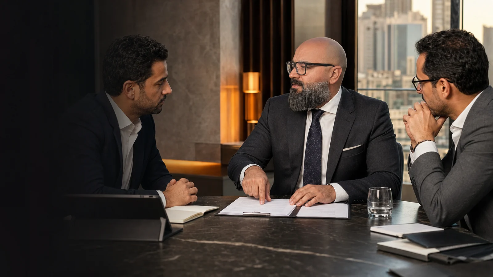 Haq's co-founder in a business counsel discussion