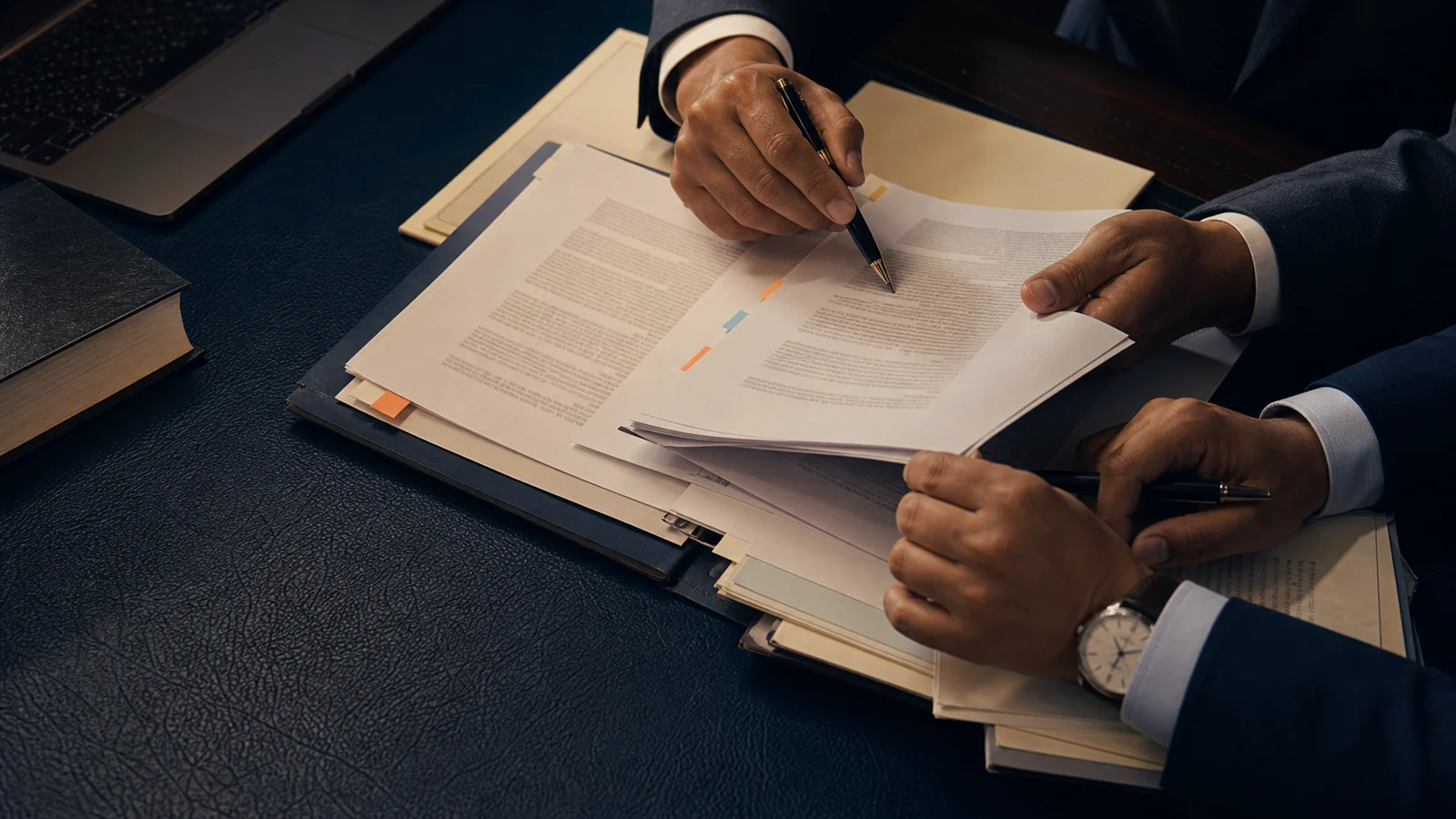 A commercial agreement being reviewed with clause markers